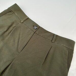 LOFT Women's Textured Pleated Mid‎ Rise Shorts, Size Large, Olive Green